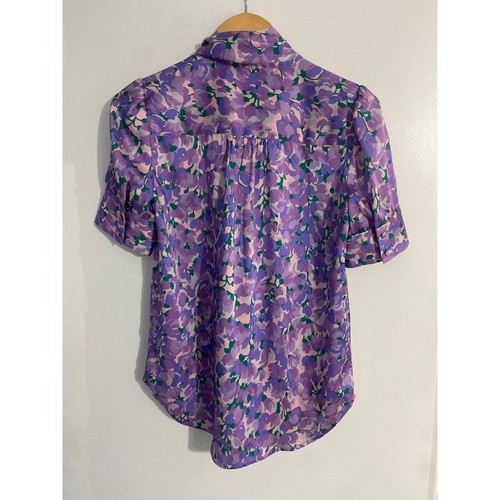 J Crew Collection top women’s size XXS purple floral watercolor relaxed fit twee - Picture 4 of 8