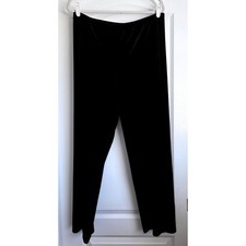 VTG Chicos Private Edition Black Velvet Wide Straight Leg Pants Stretch Size 2/L