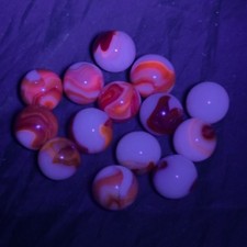 Vintage UV Glow Glass Marbles Opaque Red Orange Tones Lot of 14