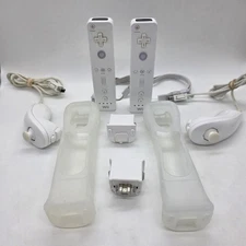 2x Nintendo Wii OEM RVL-003 Wiimote Controller W/ Motion Plus Adapter Nunchucks