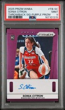 Sonia Citron 2025 WNBA Panini Prizm Throwback Signature/49 Purple Auto RC PSA 9