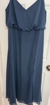 Birdy Grey Bridesmaid Dress Women s 1X Blue Long Chiffon Dress Sleeveless Formal