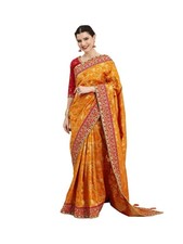 TRENDMALLS Women's Pure Silk Embroidery Work Saree with Unstitch Blouse Piece