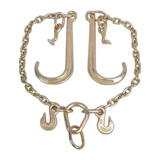 3/8" X 2' FT G70 Grab J-Hooks V Type Tow Chain Flatbed Truck Wrecker Carrier