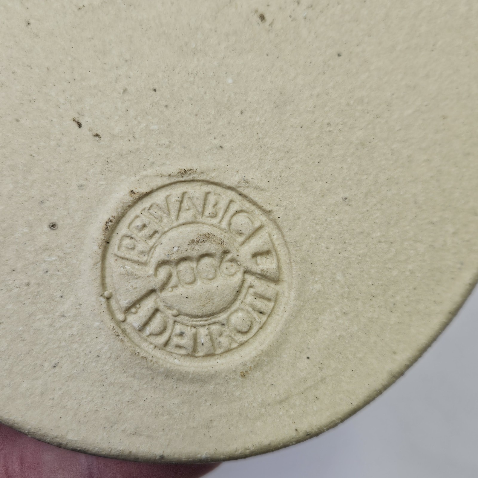 Pewabic Pottery Tile Round Matte Blue Flower 2006 Detroit Arts & Crafts Style