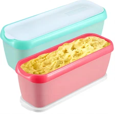 Ice Cream Containers Set of 2, 1.5 Quart Ice Cream Tub, Reusable Homemade Ice Cr