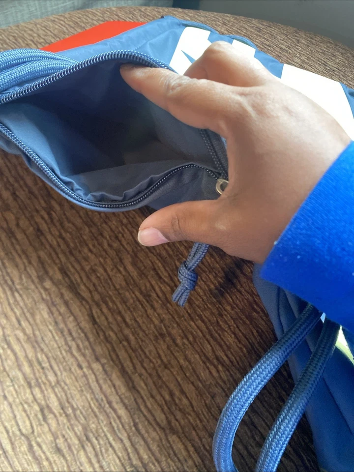 NIKE Heritage Gym Sack Dark Gray LOGO Swoop Backpack W/ Side Zipper Pocket NWT - Image 4 of 4