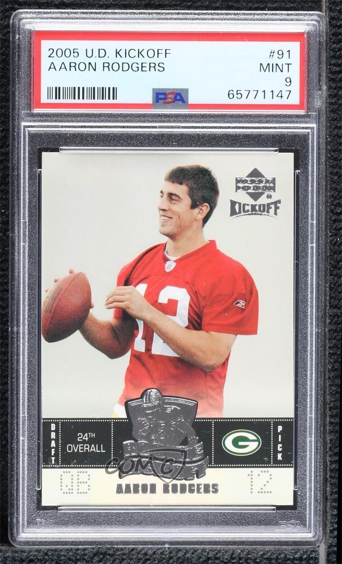 2005 Upper Deck Kickoff Rookie Kickoff Aaron Rodgers #91 PSA 9 MINT e0v
