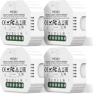 MOES Rolladenschalter Modul 4er Set WLAN Tuya Alexa Google Timer Weiß