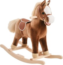 HOMCOM Cavallo a Dondolo per Bambini in Legno 74x33x62 cm Giocattolo Cavalcabile