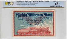 1923 Germany Henschel & Sohn G. m. b. H 50 Millionen Mark - Cassel PCGS UNC 63