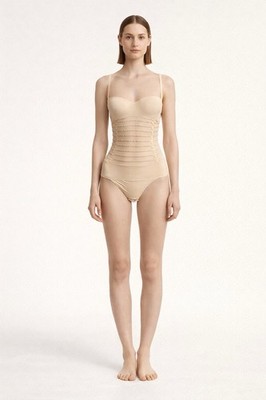 La Perla Bodysuit, La Perla Sheer Panel Nude Beige Bustier, UK 32B / Size 1