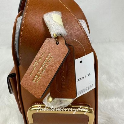 Coach Haversack Large Turnlock Shoulder Bag Leather/Gold/Amber