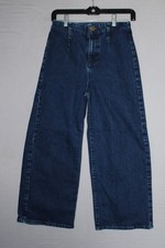 ZARA Women Blue Denim Jeans Wide Leg High-Rise Size 4 Casual