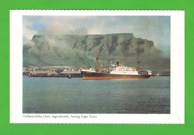 Postkarte - Holland Afrika Liner Jagersfontein verlässt Kapstadt - Tafelberg