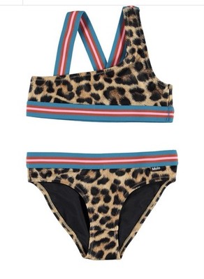 Molo Youth Girls Size 13/14 Brown Jaguar Print 2-Piece Bikini ZP-284R