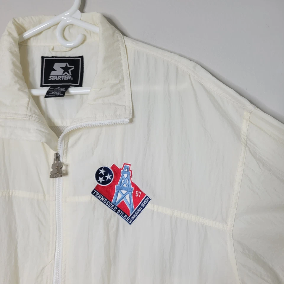 Vtg Starter XL Tennessee Oilers '97 Inaugural Season Full Zip Windbreaker Jacket - Image 3 of 4