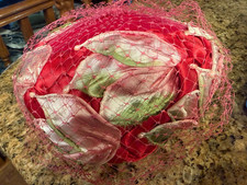 Vintage 1950s Floral Pink Pillbox Church Hat