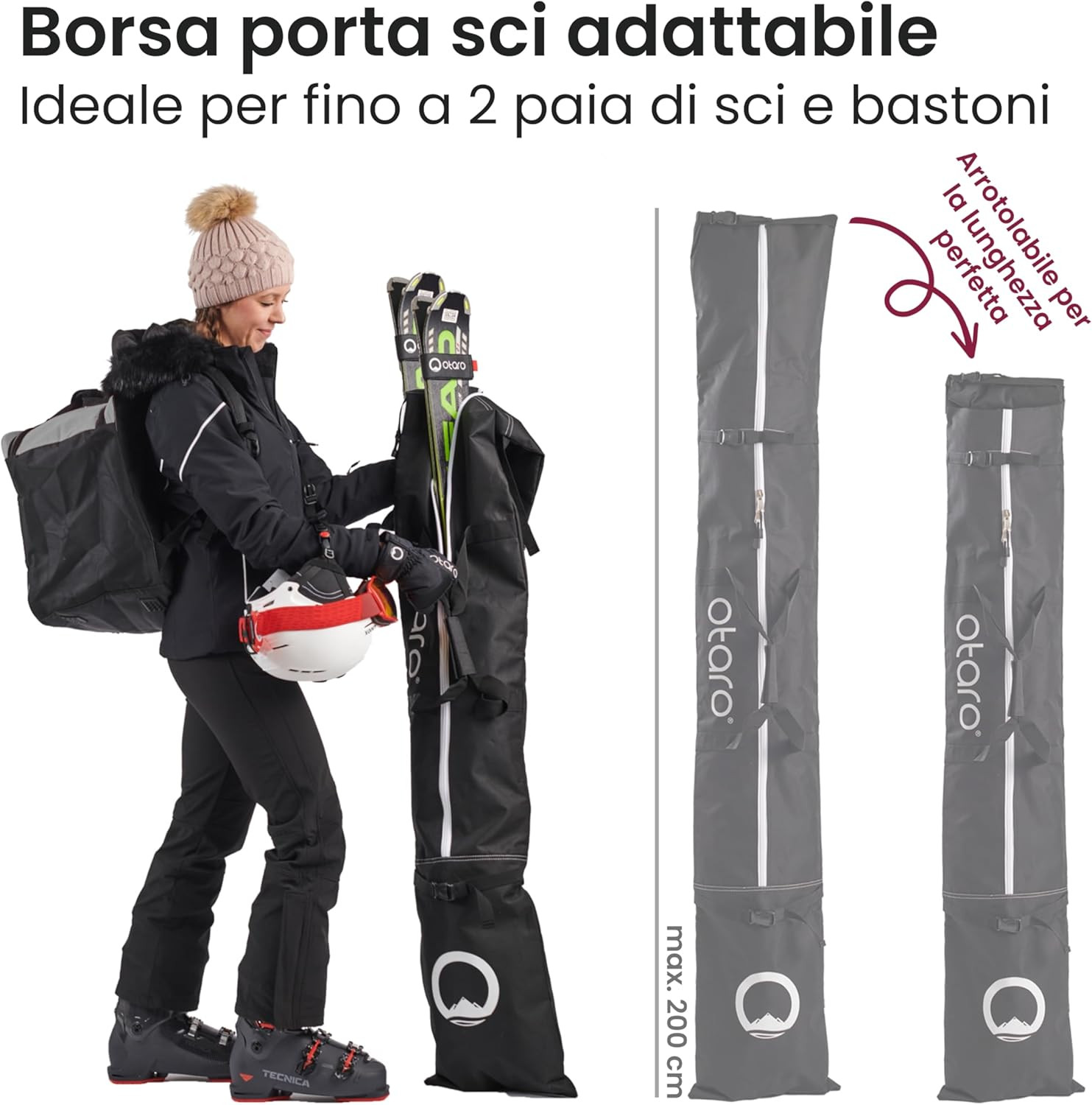 Sacca Sci Premium Impermeabile - Custodia per Sci e Bastoncini - 3