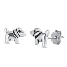 Sterling Silver High Polished Dog Animal Pet Cute Stud Earrings 925 New