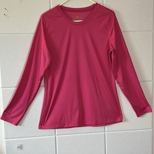 Hanes Womens Sport Long Sleeve Crewneck Performance T-Shirt Pink XL