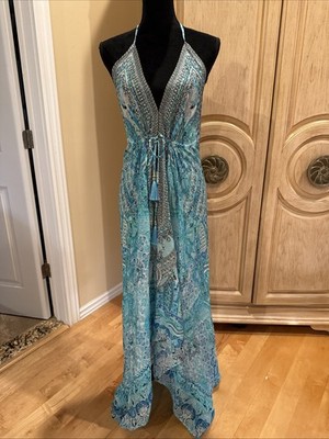 True Colours La Moda High-Low Halter Resort Maxi Dress Sz L/XL NWT