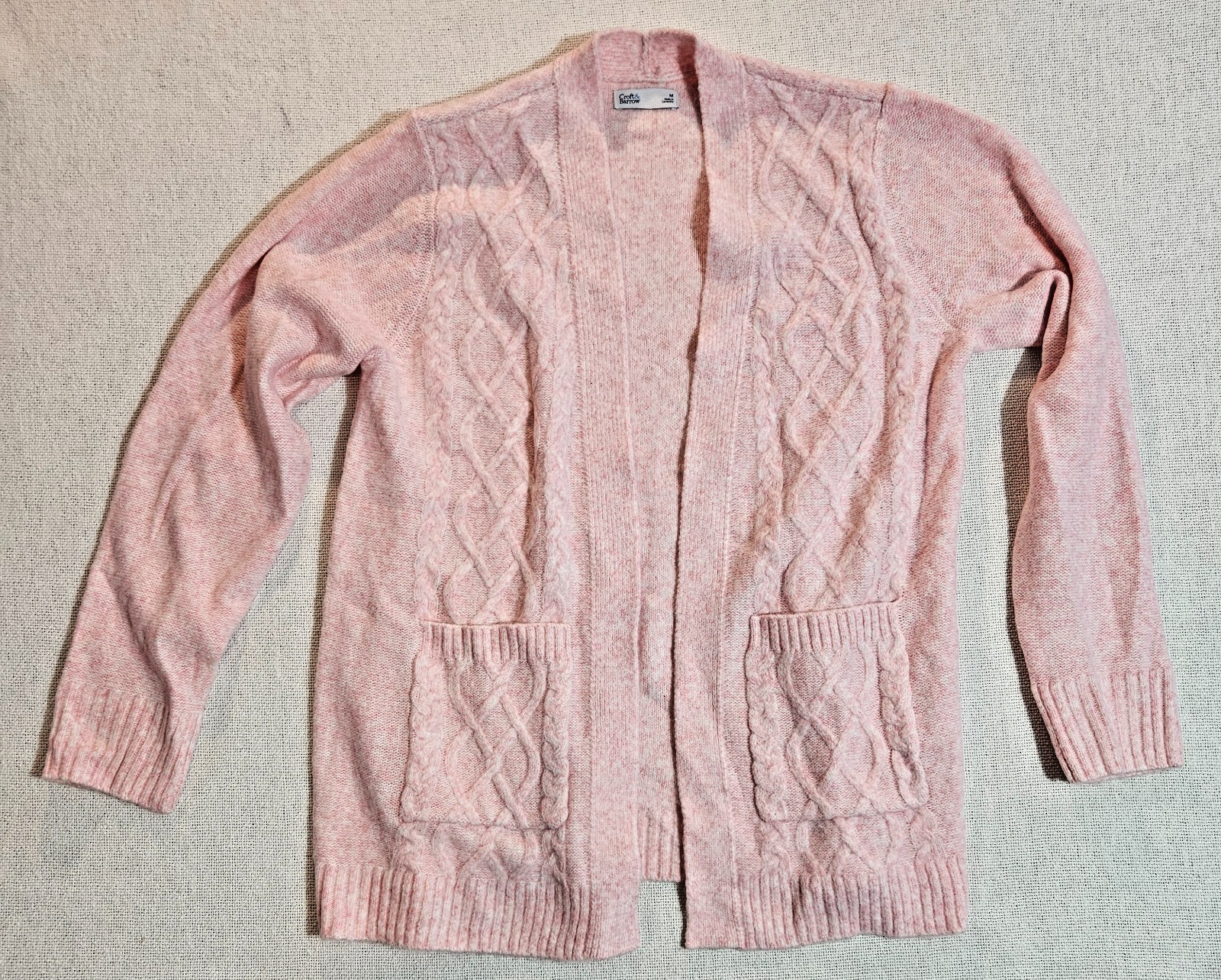 Sweater Cardigan Pink Long Sleeve Pockets Open Women's M By Croft & Barrow