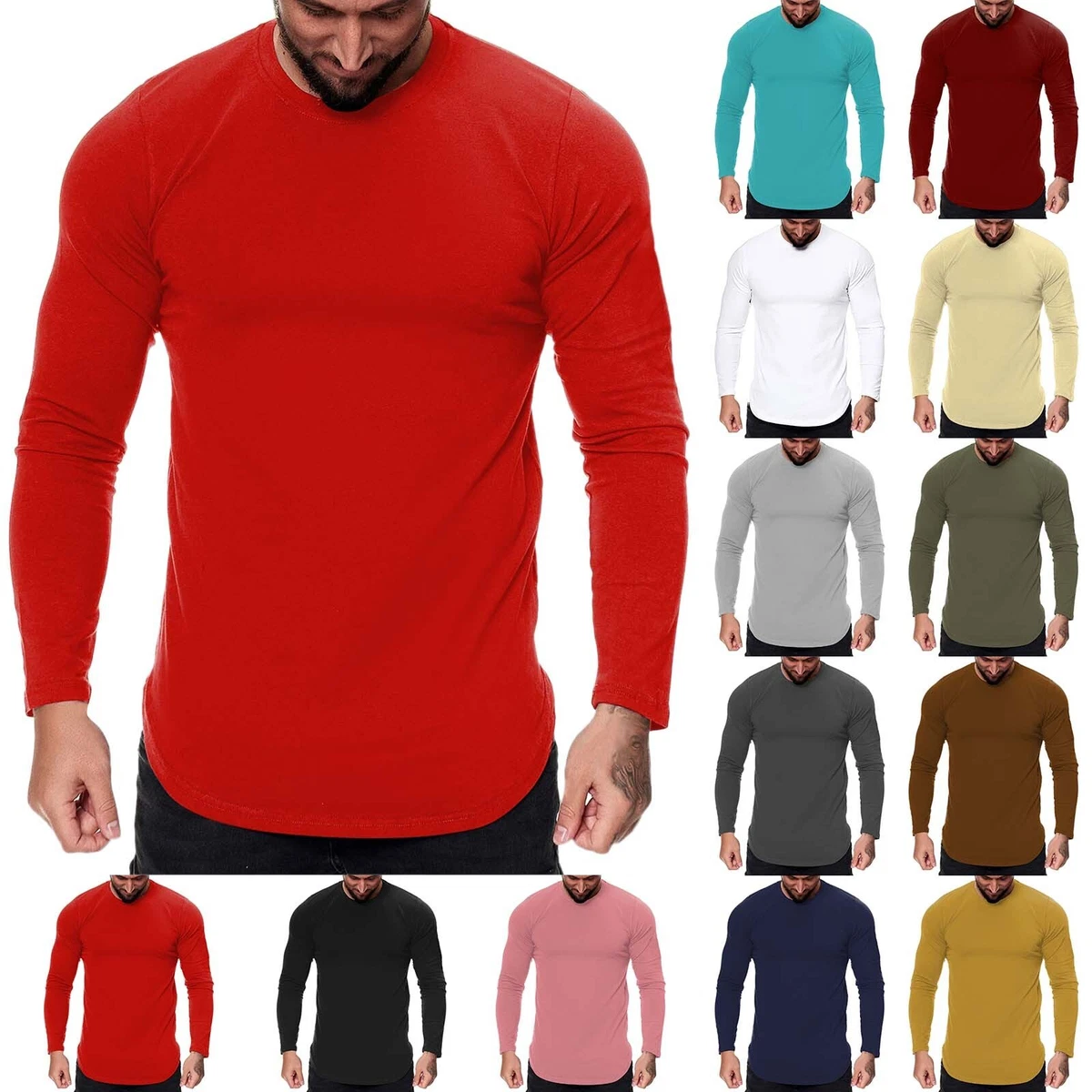 Bodybuilding long shop sleeve shirts