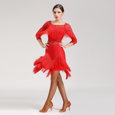 Latin Ballroom Dance Dress Modern Salsa Waltz Standard Long Dress N074 4 Colors