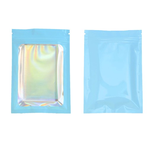 100 Bolsas Iridiscentes Color Brillante, Bolsas Holográficas con Cremallera de Lámina con Ventana Transparente - Imagen 11 de 15