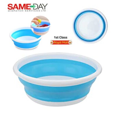 Zusammenklappbare runde Schüssel Waschbecken klein platzsparend Camping Abwaschen 32cm 5L