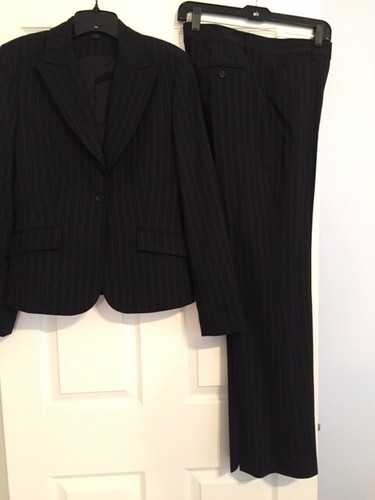 Ladies Black Pinstripe Suit by Express 