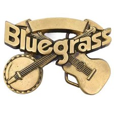 Solid Brass Bluegrass Guitar Banjo 70s/80s Vintage Belt Buckle