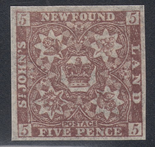 Newfoundland # 5 Mint Hinged Very Fine Single...