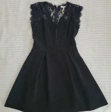 BCBGeneration Dress-Womens Sz 2-Lace Back Georgette Pleated-Little Black Dress 