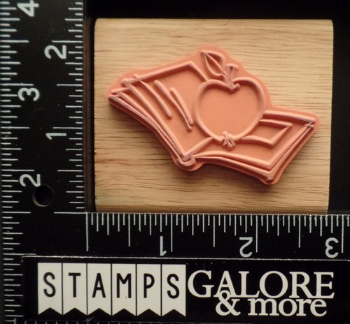 GREENBRIER Rubber Stamps SCHOOL APPLE & BOOK #T33B - Picture 2 of 2