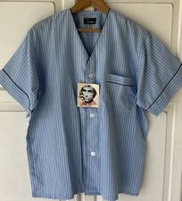 NOS Vintage JOHN WEITZ Blue White Striped Short Sleeve Pajama Lounge Top MEDIUM