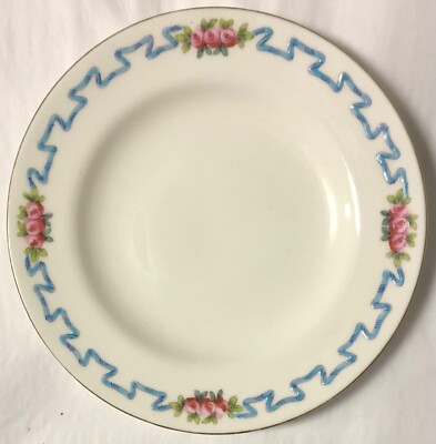 MINTON RIBBON & BLOSSOM W GOLD TRIM FINE BONE CHINA ENGLAND BREAD PLATE 6 1/4''