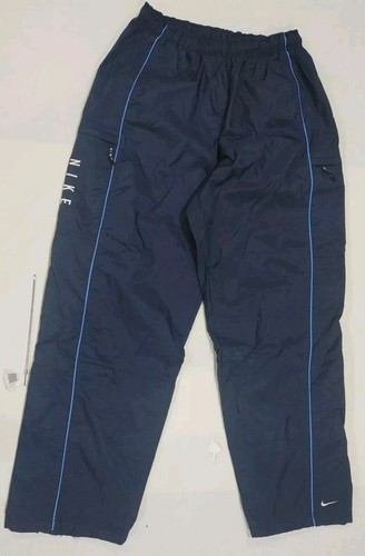 Felpa NIKE vintage anni 90 gamba larga vestibilità ampia blu navy pista vento taglia XL