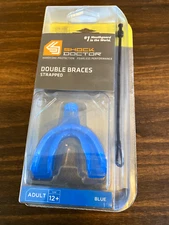 Shock Doctor Double Braces Strapped Mouth Guard - Adult Age 12+, Blue