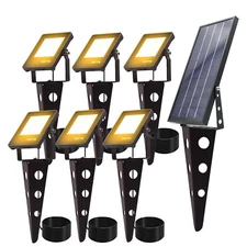 Solar Spotlights Outdoor Waterproof, Zeta 6-in-1 Spot Lights Metal Warm White...