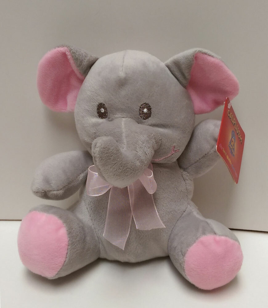 NEW Kids Animal Elephant Plush Stuffed Gray Pink Ribbon Bow Doll Toy Ornament
