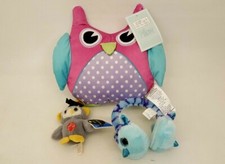 Lot of 3 owl plush stuffed animal Ty Beanie boo Oscar earmuffs graduate pillow