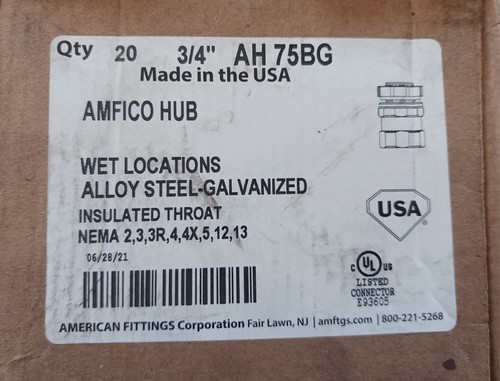 Buje de conducto rígido AMFICO 3/4".  AH75BG. Lote de 20. NUEVO. Envío gratuito. - Imagen 2 de 3