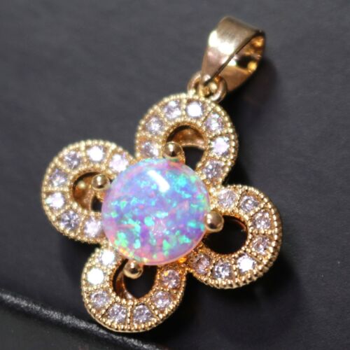Sparkling 2 Ct Fire Pink Australian Opal Flower Charm Pendant Charm No Chain - Picture 3 of 7