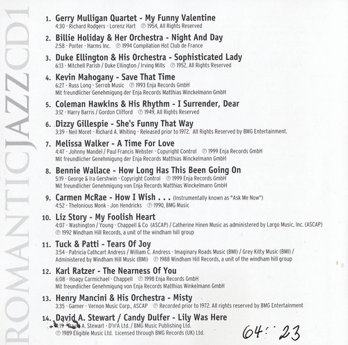 Romantic Jazz 2CD:BILLY HOLIDAY,DIZZY GILESPIE,ETTA JAMES,CANDY DULFER,EKDAHL - Bild 6 von 8