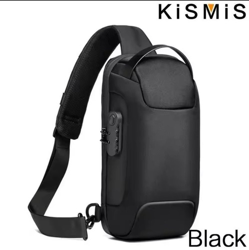 Mens Chest Bag Waterproof Crossbody Shoulder Travel Bag With anti -Theft USB - Picture 7 of 10