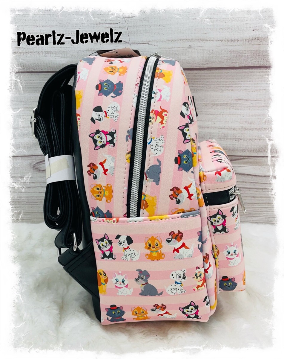 Loungefly Disney Cats & Dogs Pink Striped Dalmatian Lady Tramp Mini Backpack Loungefly Disney Cats & Dogs Pink Striped Dalmatian Lady  main image 2