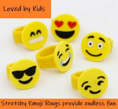 380 x EMOJI DEHNBARE RINGE ABSCHLUSSVERKAUF - PARTYGESCHENK WEIHNACHTEN 