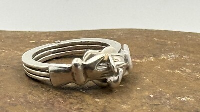 Victorian Sterling Silver Fede Gimmel 3 part Clasped Hand Ring